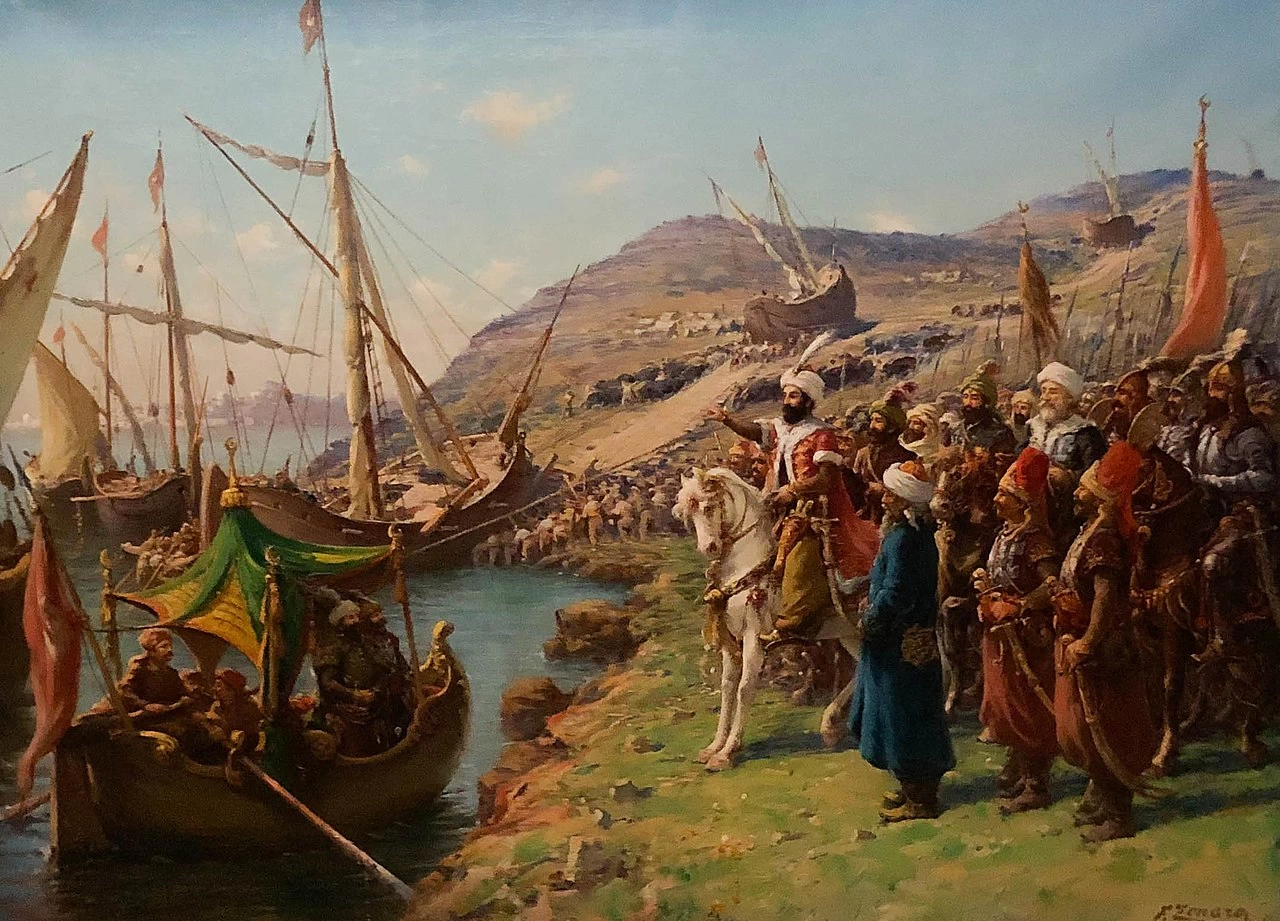 Il controllo del sultano Mehmed sui trasporti terrestri durante l'assedio di Costantinopoli, 1908